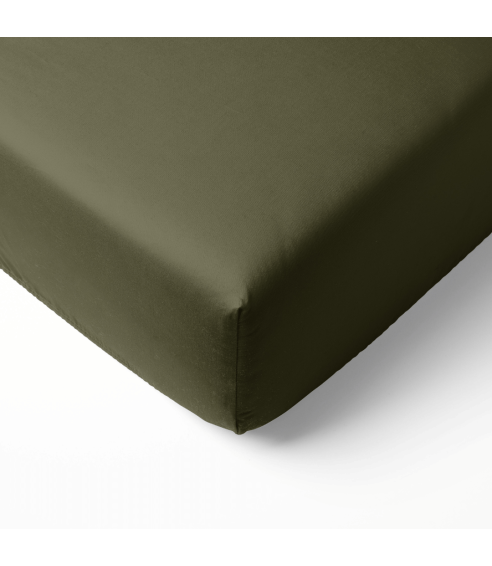 Satiinist kummiga voodilina „Moss Green Sateen“. Kummiga voodilina 90x200
