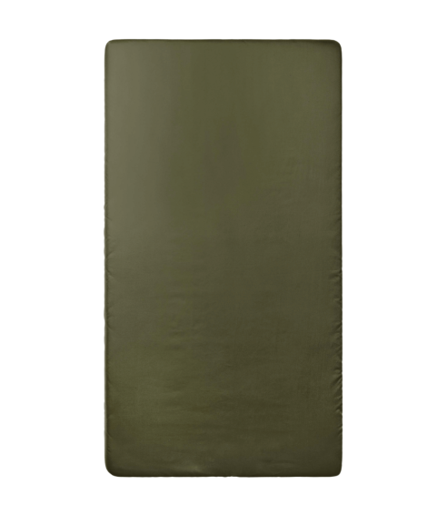 Satiinist kummiga voodilina „Moss Green Sateen“. Kummiga voodilina 90x200