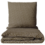 Satiinist voodipesu komplekt "Frisson". Mustriline voodipesu, 140x200 cm, 150x200 cm, 160x200 cm, 180x200 cm, 200x200 cm, 200x220 cm. Tumepruun voodipesukomplekt peene valgete lillede mustriga.