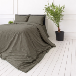 Satiinist voodipesu komplekt "Frisson". Mustriline voodipesu, 140x200 cm, 150x200 cm, 160x200 cm, 180x200 cm, 200x200 cm, 200x220 cm. Elegantne pruun voodipesukomplekt väga peene valgete lillede disainiga.