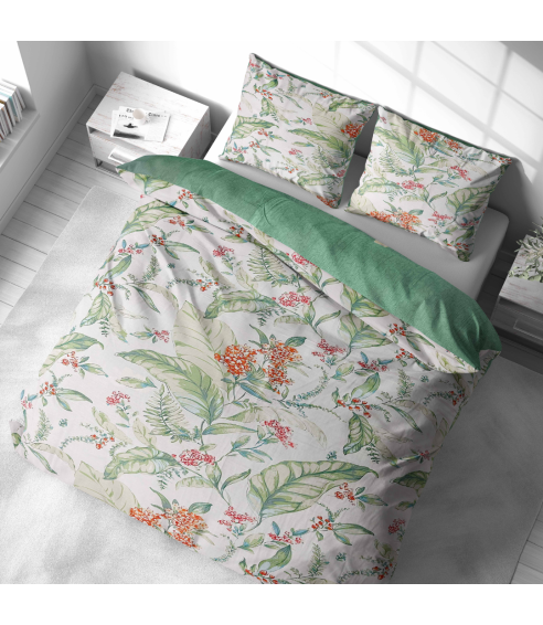 Satiinist voodipesu komplekt "Herbalia". Satiinist voodipesu