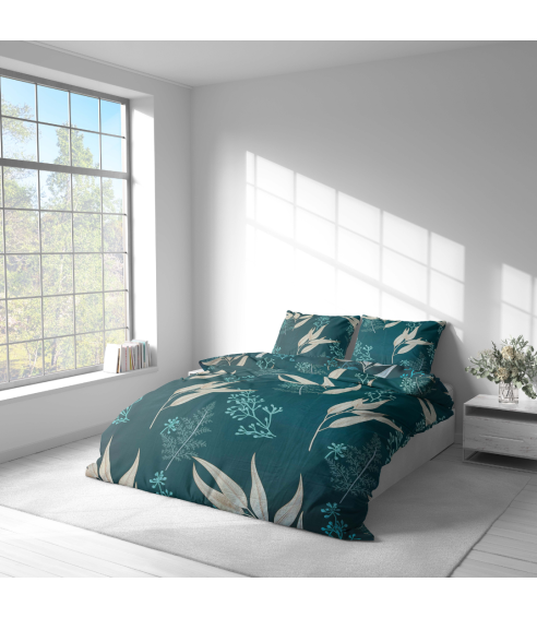 Satiinist voodipesu komplekt "Premium Verdure". Satiinist voodipesu