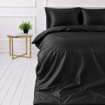 Siidist voodipesu komplekt "Onyx Silk". Ühevärviline voodipesu, 200x220 cm. Luksuslik must siidist voodipesukomplekt sügava läike ja pehmete voltidega. Siidist voodipesu komplekt "Onyx Silk". Ühevärviline voodipesu, 200x220 cm. Luksuslik must siidist voodipesukomplekt sügava läike ja pehmete voltidega.