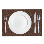 Lauamatt „Brown baroque placemat“ 1 tk.. Linased laudlinad, 30x45 cm. Laupadjad polüestrist, mis hoiab oma kuju ja on lihtne hooldada.