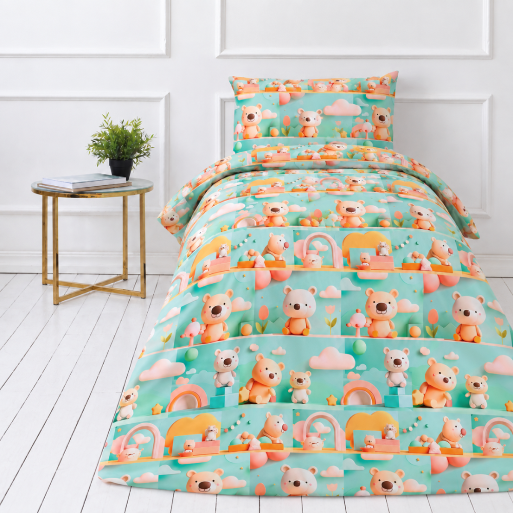 Laste voodipesu komplekt "Bear Adventure". Loomamustriga voodipesu, 140x200 cm, 150x200 cm, 160x200 cm Laste voodipesu komplekt "Bear Adventure". Loomamustriga voodipesu, 140x200 cm, 150x200 cm, 160x200 cm