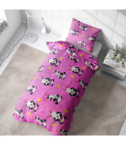 Laste voodipesu komplekt "Panda Pink". Laste voodipesu