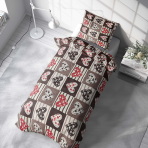 Beebi voodipesu "Brown love tiles". Beebi voodipesu komplektid, 100x140 cm. Peene ja stiilne voodipesu komplekt lilledega südame mustrite ja triipudega, luues teie magamistuppa sooja ja kutsuva atmosfääri.