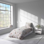 Laste voodipesu komplekt "Kuddle Knoll". Hall voodipesu, 100x140 cm, 140x200 cm, 150x200 cm, 160x200 cm. Laste voodipesu mänguliste metsloomade illustratsioonidega