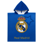 Laste poncho „Real Madrid“. Vannitoa tarvikud. Pehme puuvillane laste ponšo „real madrid“ embleemiga.