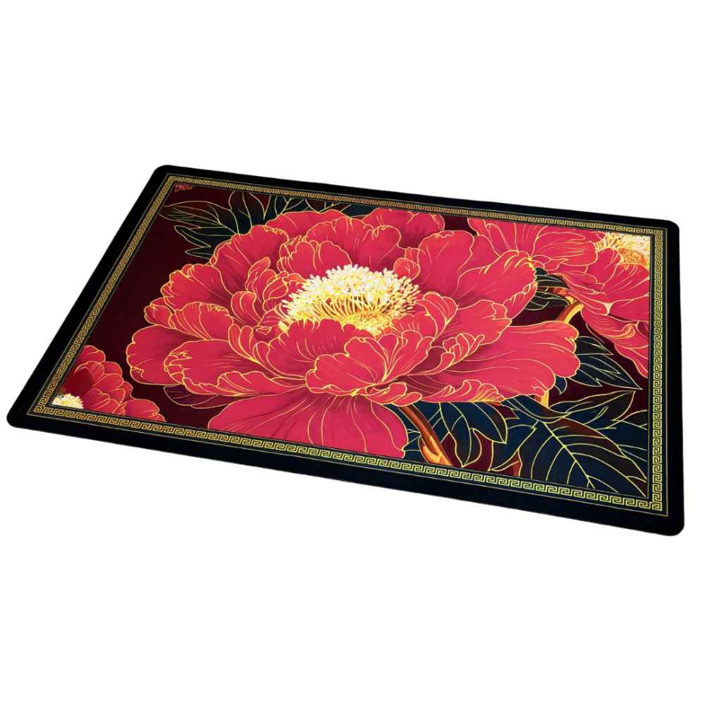 Vannimatt „Euphoria mat“, 58x88 cm. Must vannitoavaip punaste lillemotiivide ja kuldse ornamendiga. Vannimatt „Euphoria mat“, 58x88 cm. Must vannitoavaip punaste lillemotiivide ja kuldse ornamendiga.