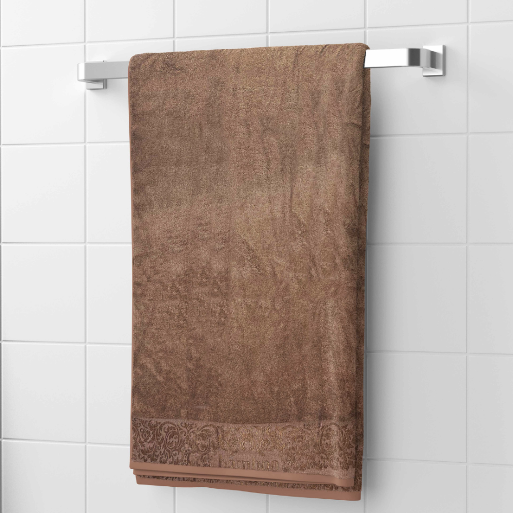 Vannitoa rätik „Bamboo Brown“. Rätikud, 50x100 cm, 70x140 cm. Bambusest ja puuvillast valmistatud pruun rätik, mis ühendab endas mugavuse ja keskkonnasõbralikud materjalid.