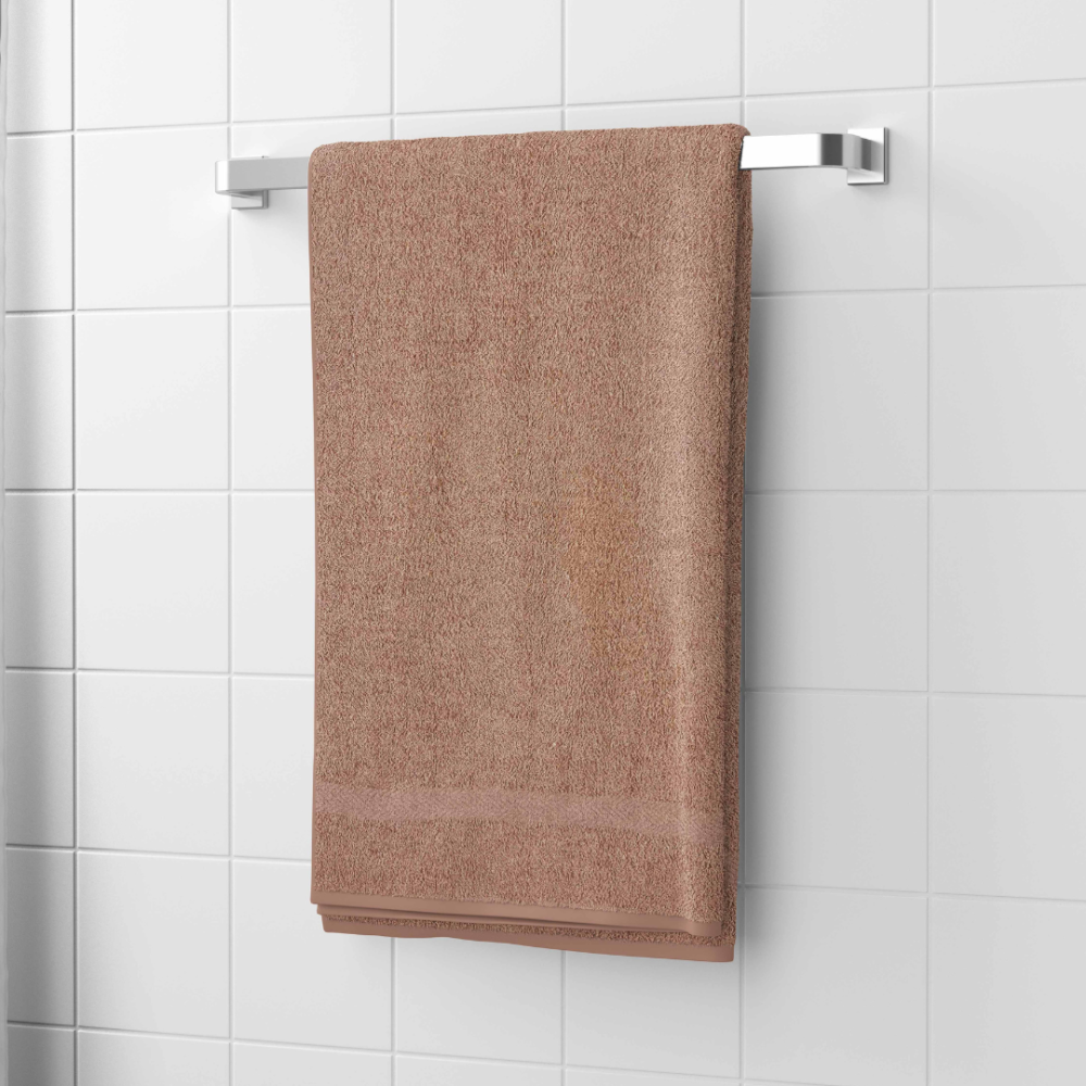 Vannitoa rätik „Brown Economic Towel“. Rätikud, 60x35 cm, 100x45 cm. Soe kohvipruun rätik ühtlases pruuni toonis