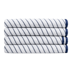Vannitoa rätik „Marine Stripe“, 70x130 cm. Valge vannirätik õhukeste tumesiniste triipude ja sinise äärega.