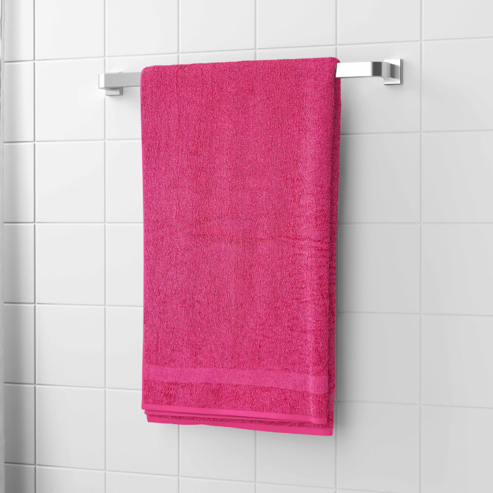 Vannitoa rätik „Raspberry Economic Towel“. Rätikud, 60x35 cm, 100x45 cm. Roosa rätik peene triibuga allservas