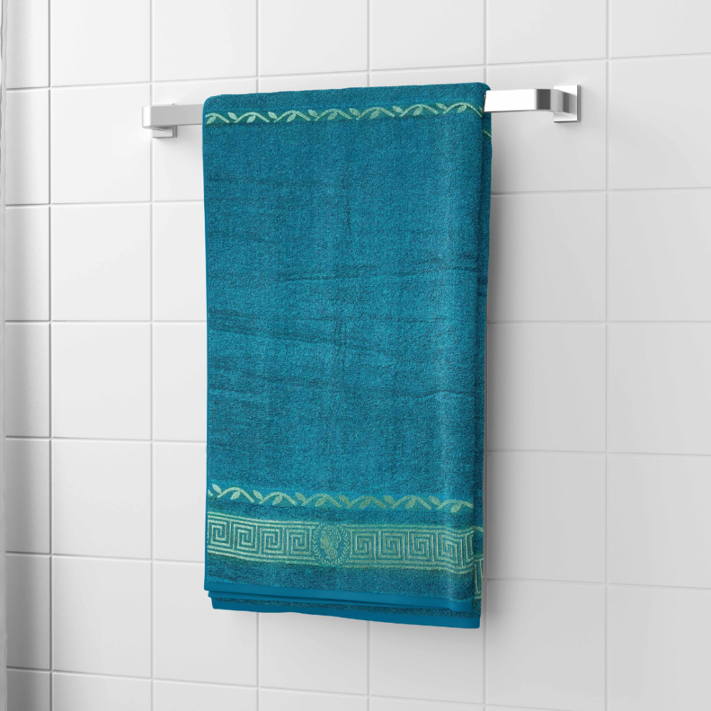 Vannitoa rätik „Teal olympian“. Rätikud, 50x100 cm, 70x140 cm. Elegantselt türkiissinine rätik, mis loob hubase ja luksusliku õhkkonna vannitoas