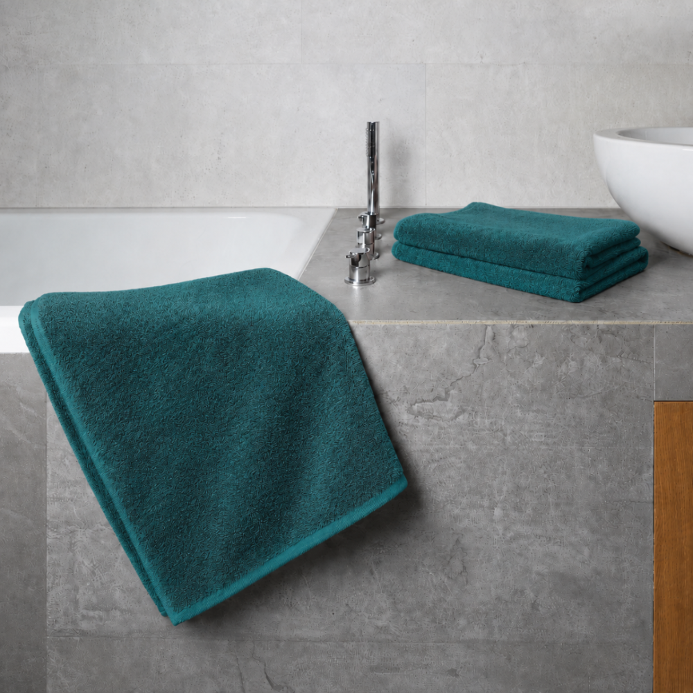 Vannitoa rätik „Teal Softness“, 70x140 cm. Elegantsed tumetürkiissinised rätikud tiheda tekstuuriga