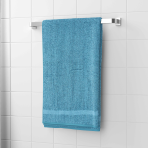 Vannitoa rätik „Waterloo Economic Towel“. Rätikud, 60x35 cm, 100x45 cm. Hele sinine rätik peene laiem triibuga allservas